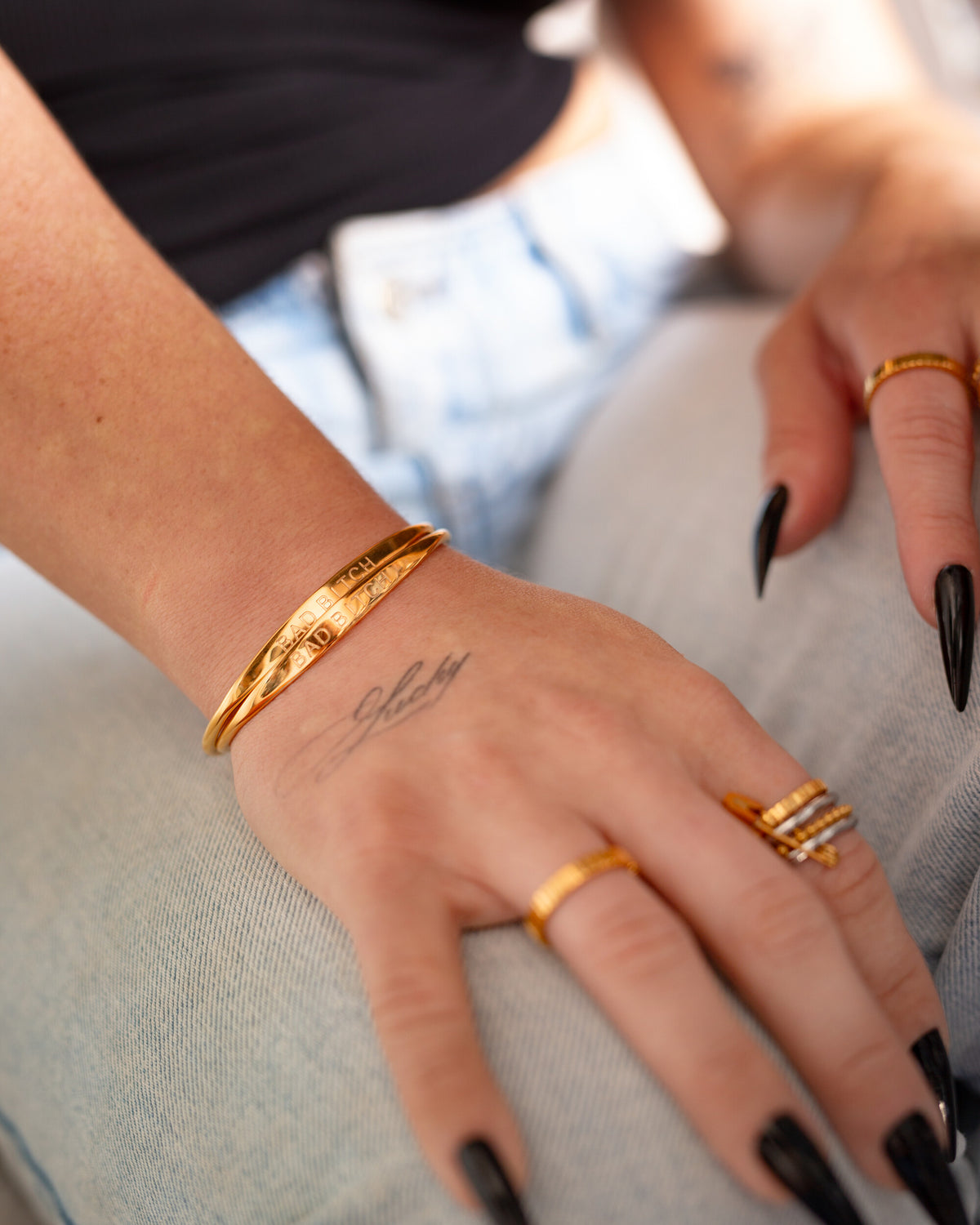 Bad Bitch Cuff shown in a styled detail view.