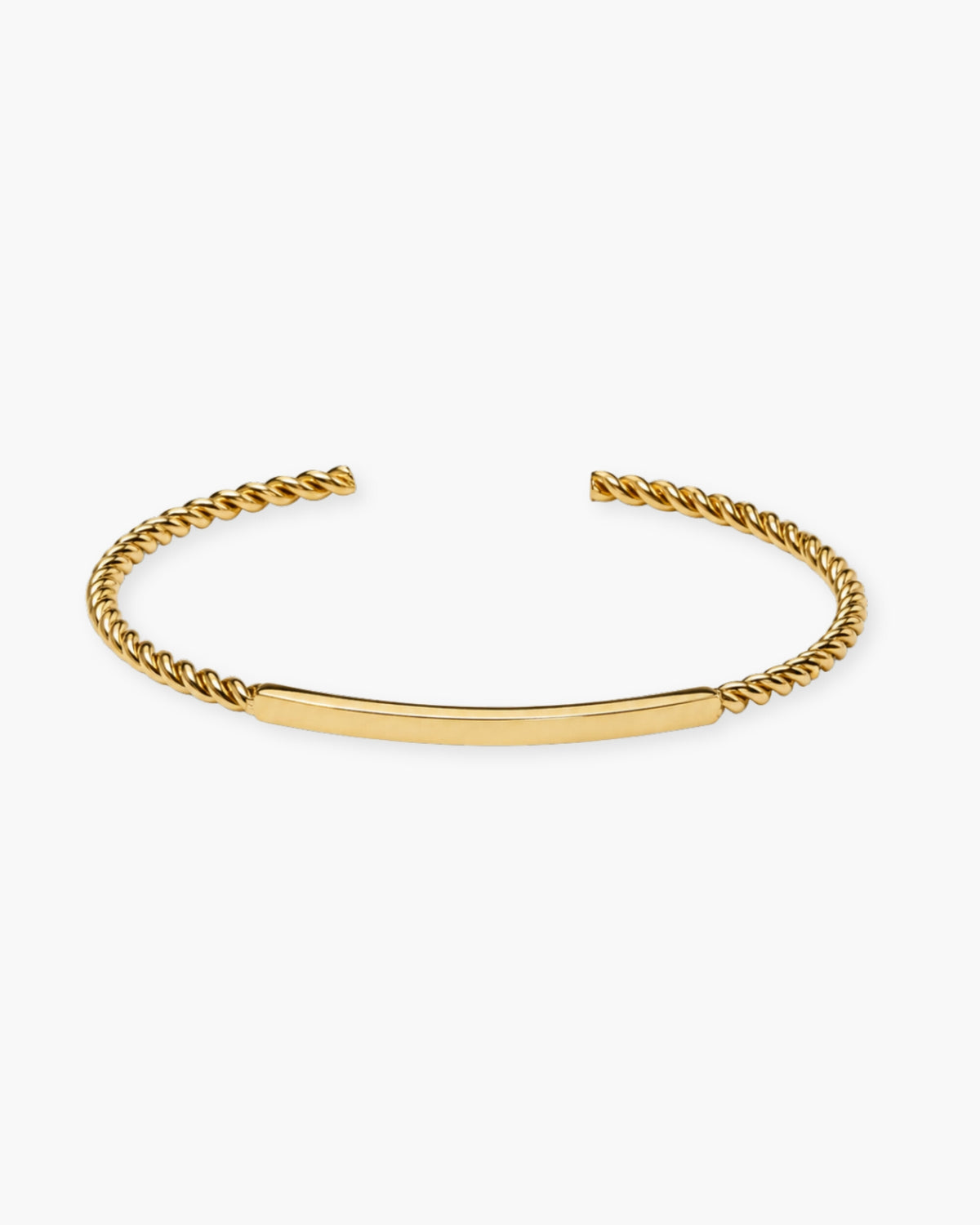 Cora Cuff, a beaded 18K Gold PVD open cuff bracelet with a smooth band.