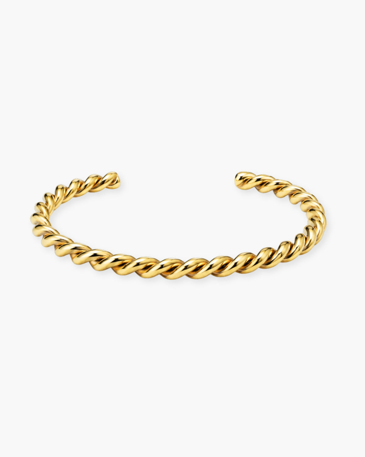 Echo Cuff, a textured rope-style 18K Gold PVD open cuff bracelet.