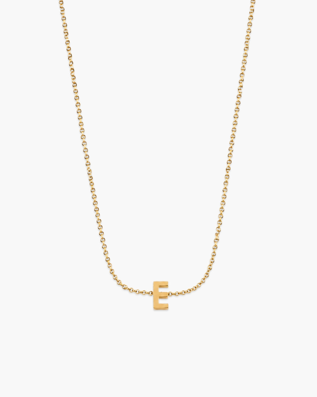 Gold-tone Initial Necklace with letter E pendant.