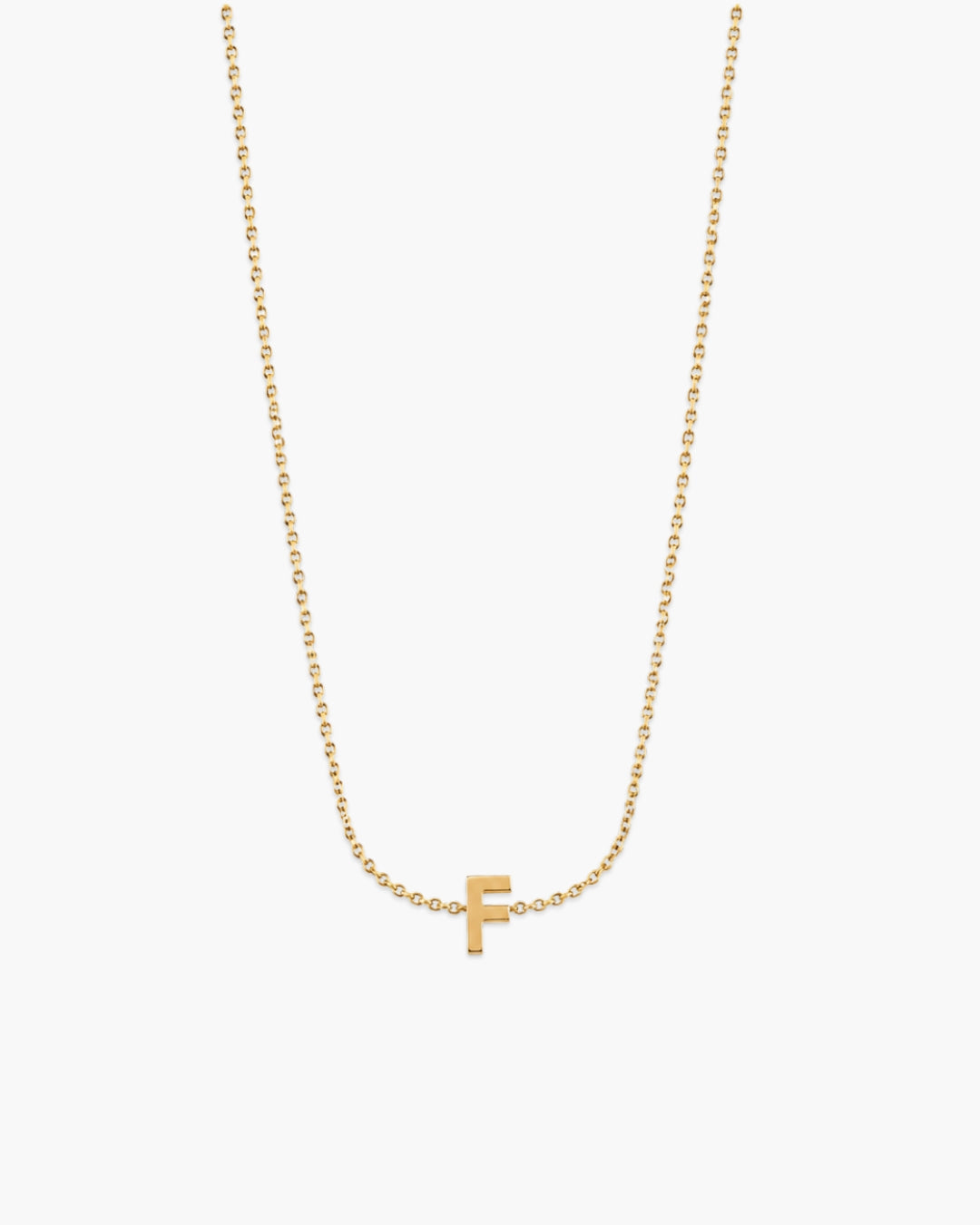Gold-tone Initial Necklace with letter F pendant.