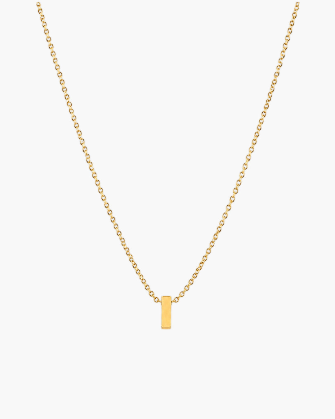 Gold-tone Initial Necklace with letter I pendant.