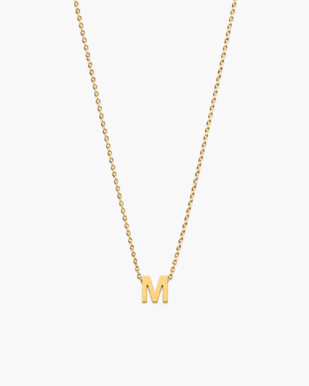 Gold-tone Initial Necklace with letter M pendant.