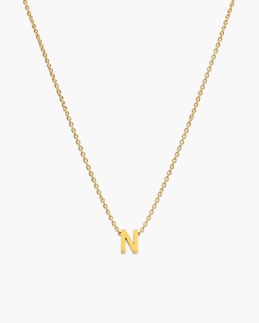 Gold-tone Initial Necklace with letter N pendant.