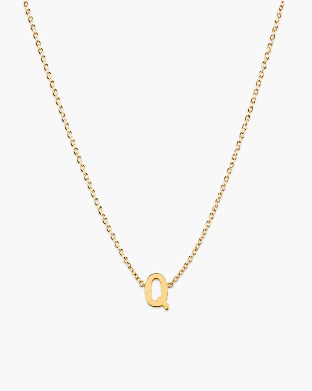 Gold-tone Initial Necklace with letter Q pendant.