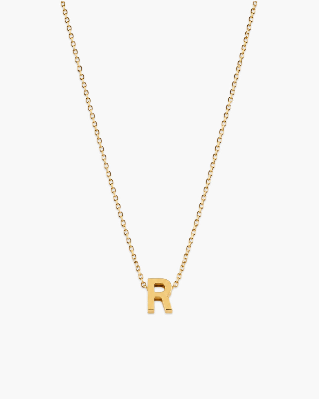 Gold-tone Initial Necklace with letter R pendant.