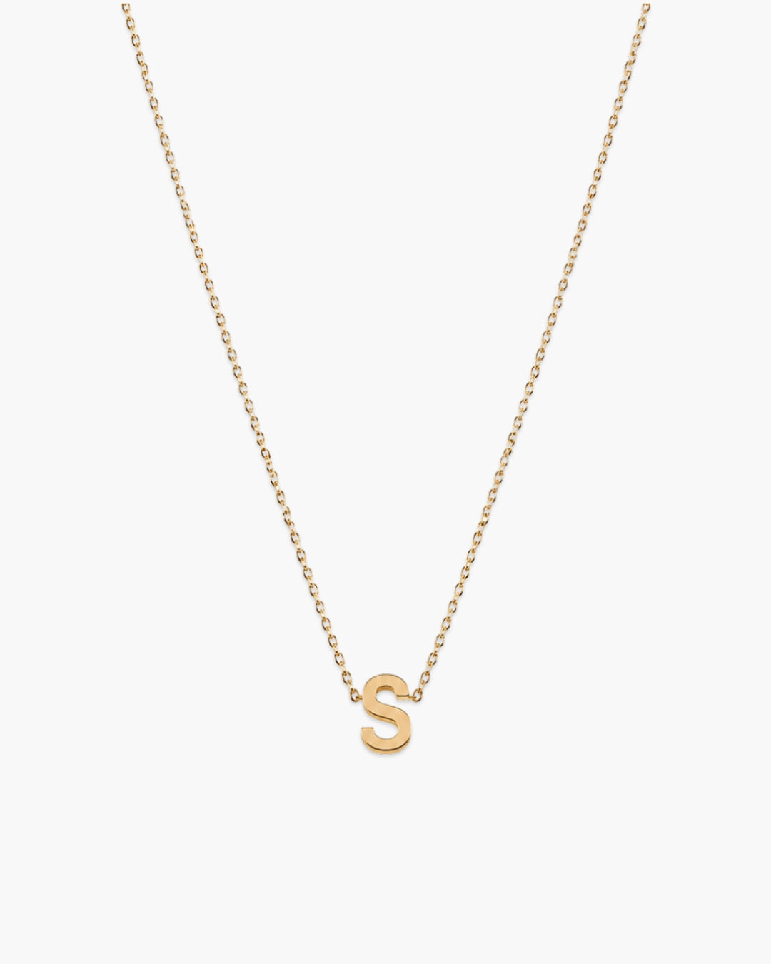 Gold-tone Initial Necklace with letter S pendant.