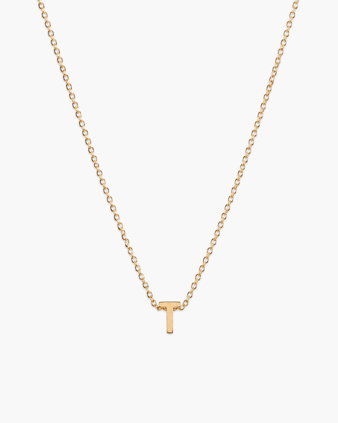 Gold-tone Initial Necklace with letter T pendant.