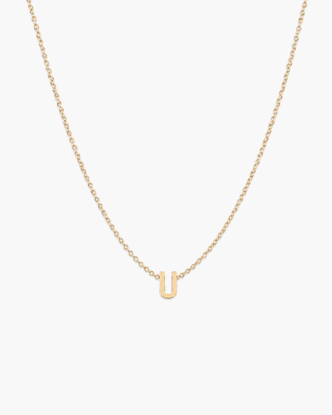 Gold-tone Initial Necklace with letter U pendant.