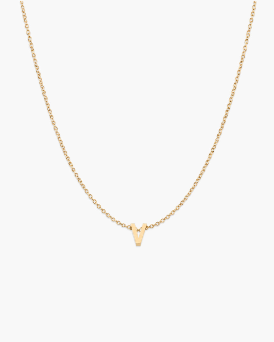 Gold-tone Initial Necklace with letter V pendant.