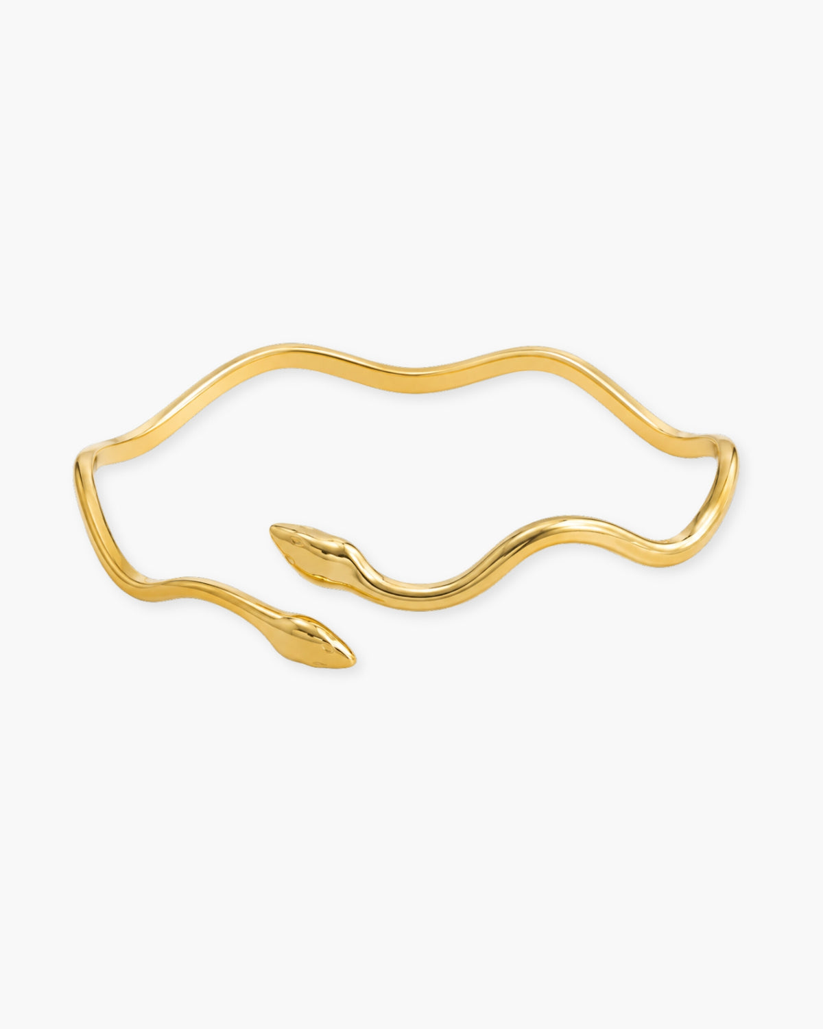 Medusa Cuff, a snake-motif 18K Gold PVD open cuff bracelet.