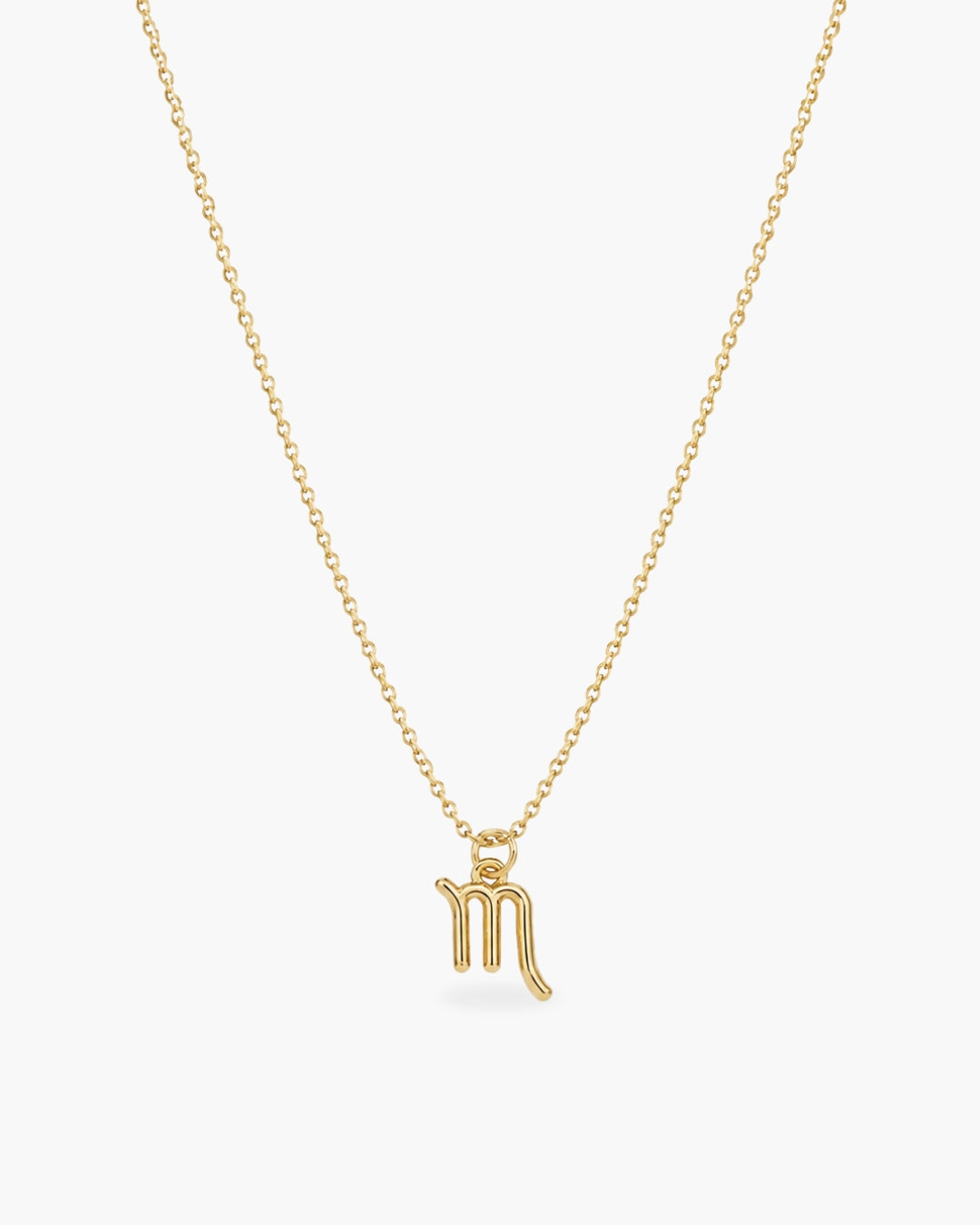 Gold-tone Scorpio zodiac pendant necklace on a fine adjustable chain.